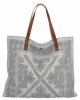Włoska Torebka Shopper bag w Modne Wzory 5887 Jasno Szara